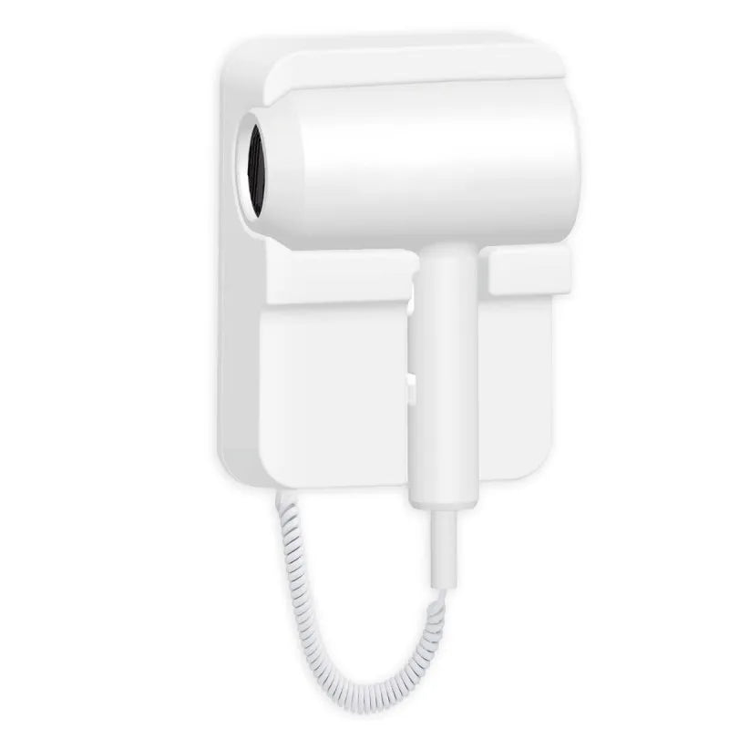 White wall-mounted hair dryer on a white background