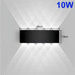 Black LED light fixture with dimensions and power rating on a gray background