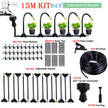 Diy garden irrigation kit with hose, nozzles, and connectors on a white background