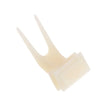 Beige hairbrush with wooden handle on a white background