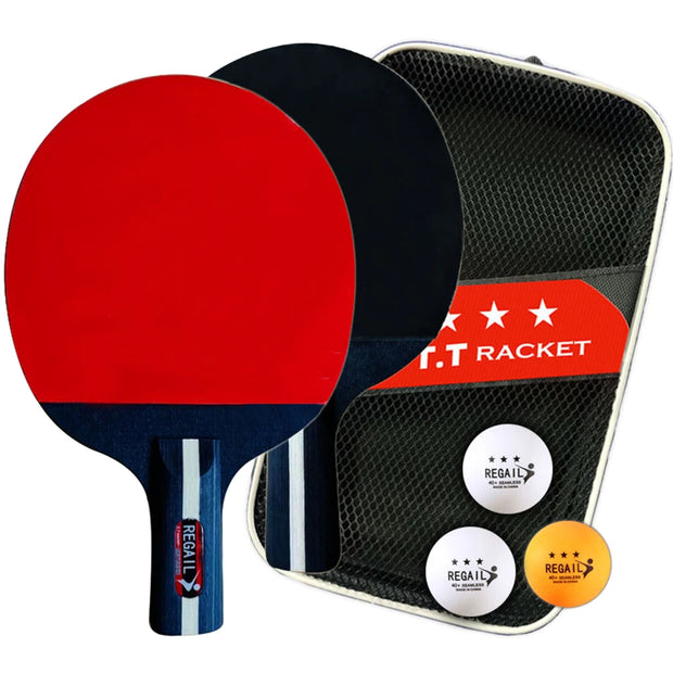 Table Tennis Set – 2 Paddles, 3 Balls & Carry Bag | Long or Short Handle