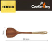 Wooden spatula with measurements and 'Turner' and 'CookerKing' branding.