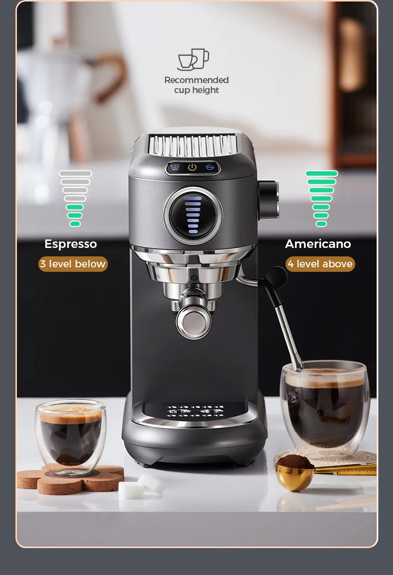 ماكينة إسبريسو Cafelffe شبه أوتوماتيكية – 19 بار، ذراع بخار، تحضير ساخن وبارد
