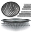 Punching pan with perforations and its features listed on a white background