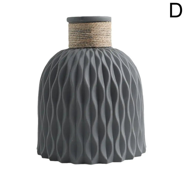 Pineapple Rope-Texture Plastic Vase – Lightweight DIY Flower Pot for Home Decor | 4 Colors