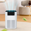 Air purifier in a living room with a blurred background