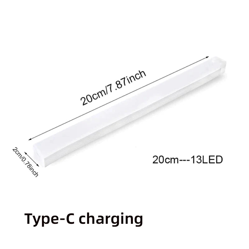 White LED strip with dimensions and Type-C charging indicator on a white background