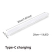 White LED strip with dimensions and Type-C charging indicator on a white background