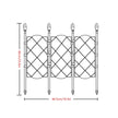 Technical drawing of a decorative metal gate with dimensions on a white background