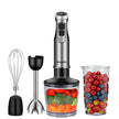 BioloMix blender set with attachments and fruits on a white background