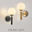 Two wall-mounted ceiling lights, one black and one gold, on a gray background.