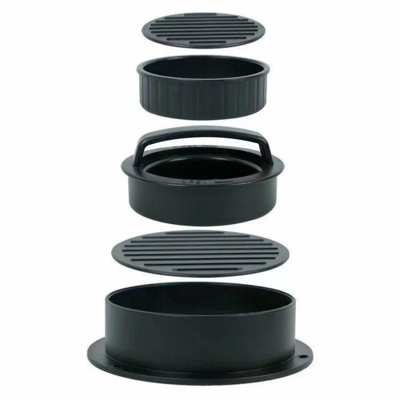 Black metal grill components on a white background