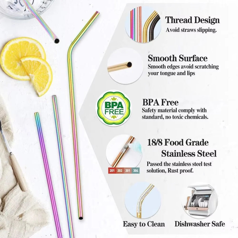 Colorful straws with a BPA-free label on a white background