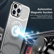 Phone case with magnetic suction feature on a dark background