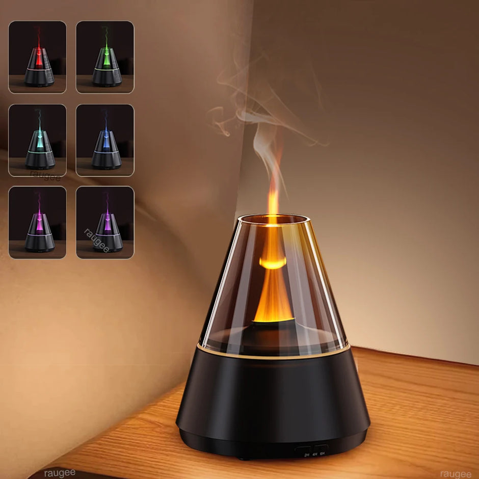 جهاز ترطيب هواء USB مصغر وناشر عطور – لهب LED، 7 ألوان، 120ml