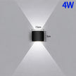 Black wall-mounted light fixture with dimensions and wattage label on a gray background