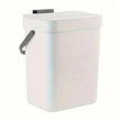 White trash can with a gray handle on a white background