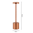 Copper-colored cylindrical object with dimensions labeled on a white background