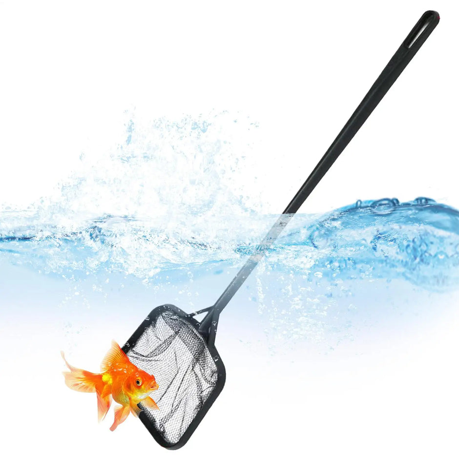 Fish net with a goldfish on a water background