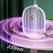 White light bulb with a purple glow on a green background, showing UV radiation with '365nm' text.