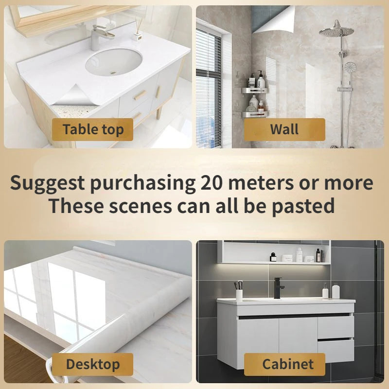 Bathroom fixtures including a sink, shower, and vanity with text suggesting purchasing 20 meters or more.