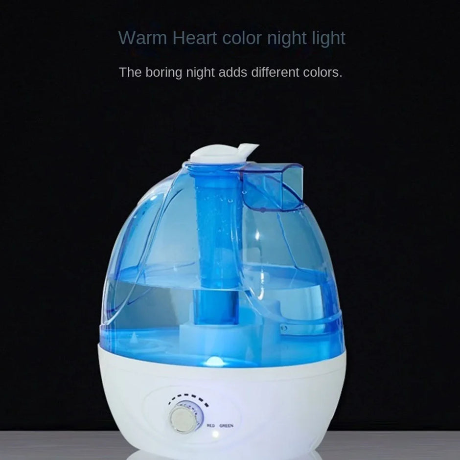 Humidifier with blue light on a black background