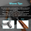 Product with alloy and wood components, accompanied by text about material properties.