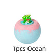 Bath bomb with a frog figure on top, labeled '1pcs Ocean' on a white background