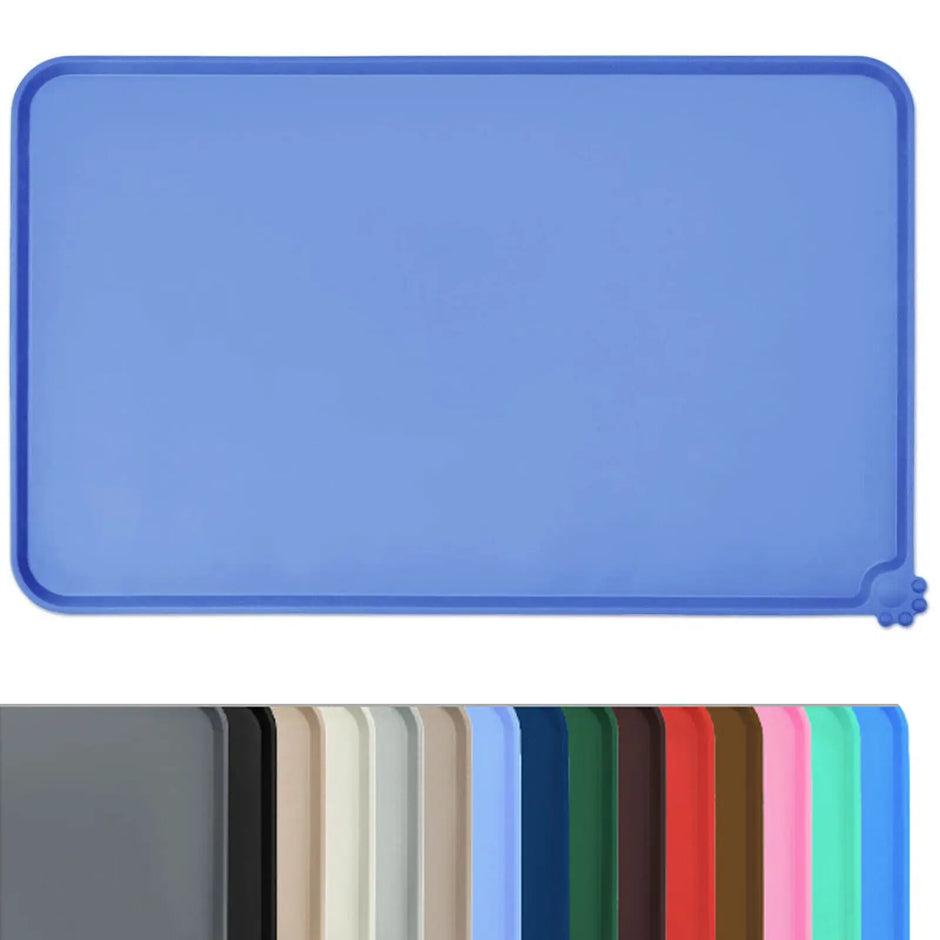 Blue silicone mat with color swatch below