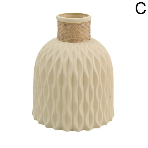 Pineapple Rope-Texture Plastic Vase – Lightweight DIY Flower Pot for Home Decor | 4 Colors