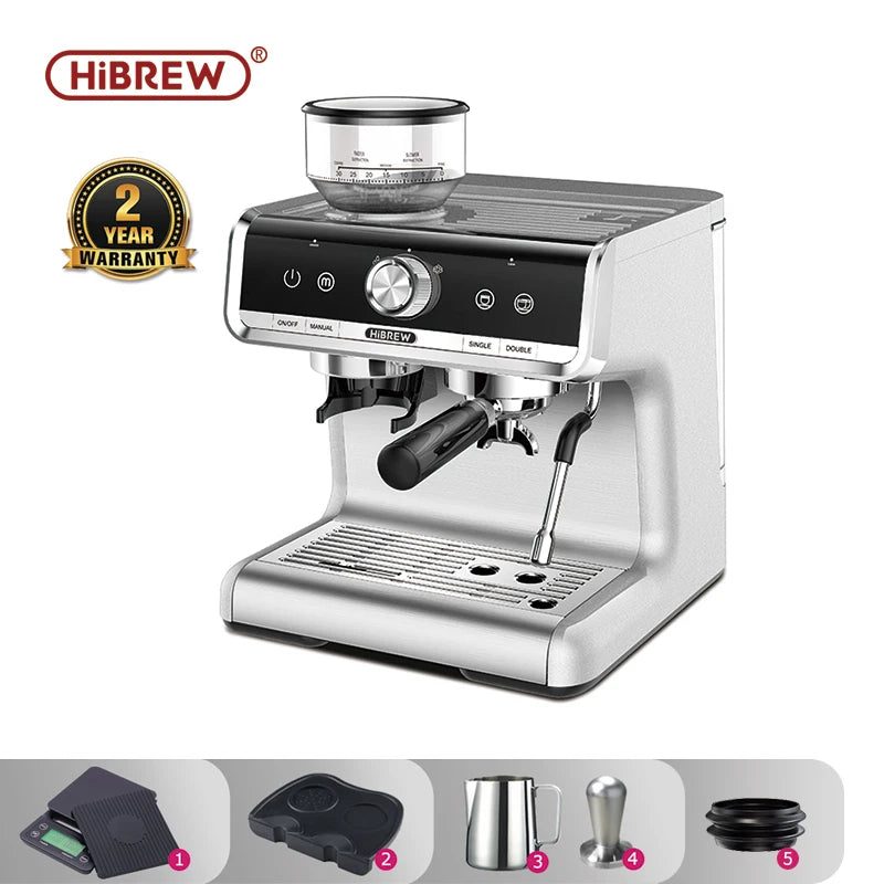 ماكينة إسبريسو HiBREW Barista Pro بقوة 20 بار - ماكينة قهوة تجارية من الحبوب إلى الكوب