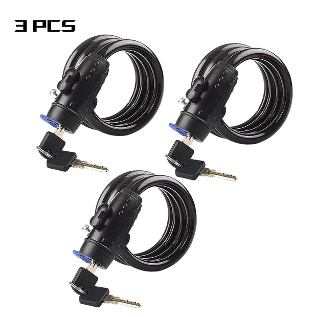 Steel Cable Bike Lock with 2 Keys – Anti-Theft, Weatherproof, Multi-Use