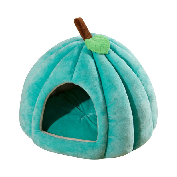 Cozy Pumpkin Pet Bed – Warm Semi-Enclosed Cat & Dog House for All Seasons
