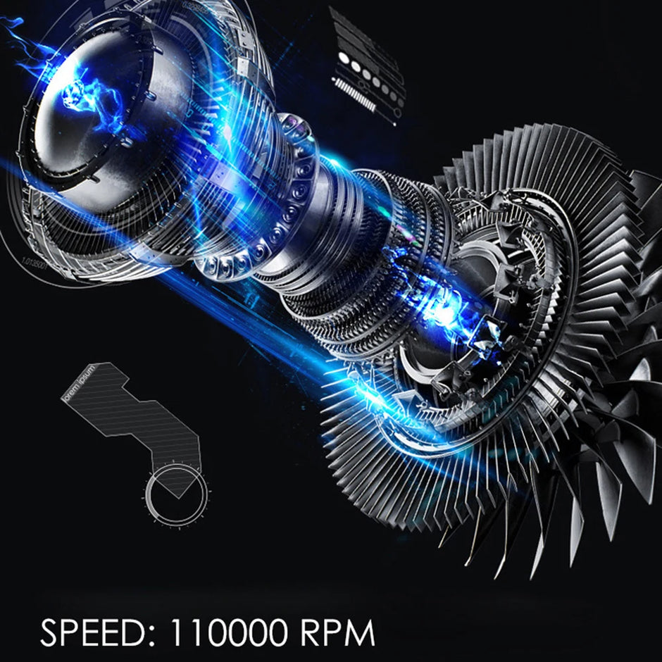 High-speed gear system with glowing blue elements on a black background, featuring the brand 'HONDA'.