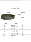 Product information table for a dog bed with dimensions and fabric details.