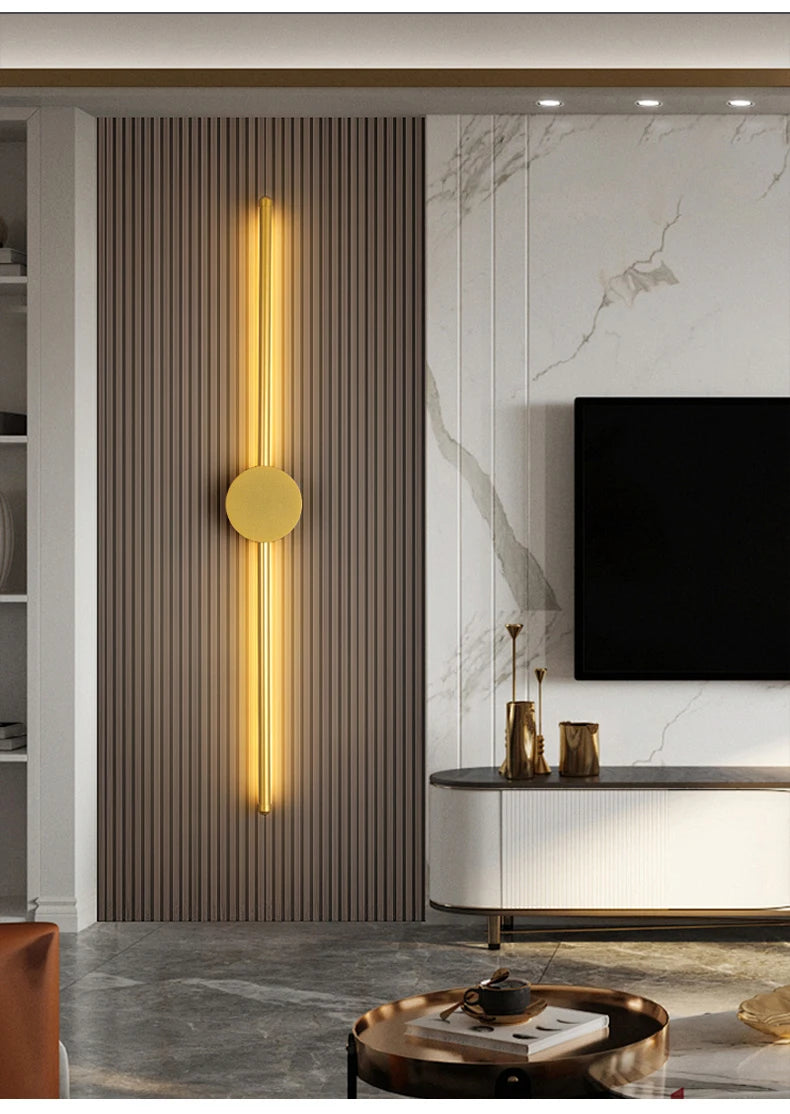 إضاءة جدارية LED عصرية – شكل I من الألومنيوم، قابلة للتعتيم، 3 أحجام
