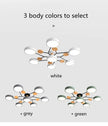Modern ceiling light fixture with color options displayed on a gray background