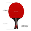 Red ping pong paddle with measurements on a white background
