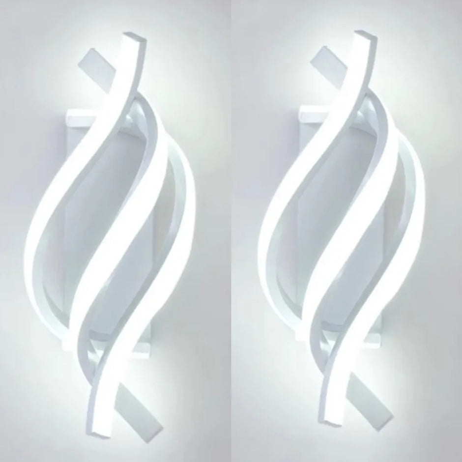 مصباح جداري LED حلزوني منحني – تصميم 3 خطوط، ثلاثي الألوان، أسود وأبيض