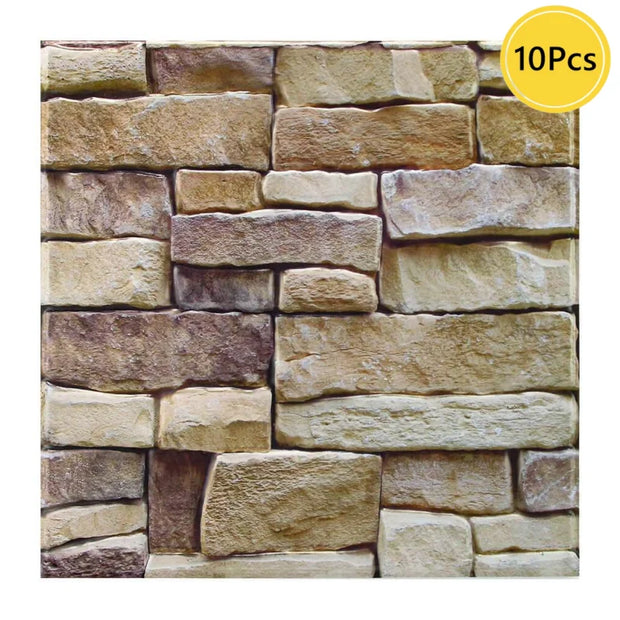 Stone wall panel with a stack of 10 pieces on a white background