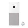 White air purifier with digital display and power adapter on a white background