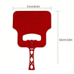Red plastic paddle with dimensions labeled on a white background