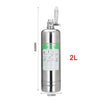 Metal gas cylinder with dimensions and capacity label on a white background