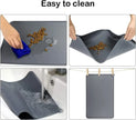 Collage showing a pet mat being cleaned and laid flat.