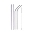 Set of metal straws on a white background