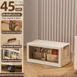 Storage box with features highlighted on a wooden floor