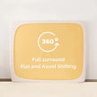 Mattress topper with a yellow label displaying '360' and text on a white background