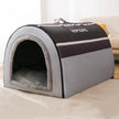 Gray pet bed with 'HIPILIFE' branding on a light-colored surface.