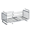 Chrome wire kitchen rack on a white background