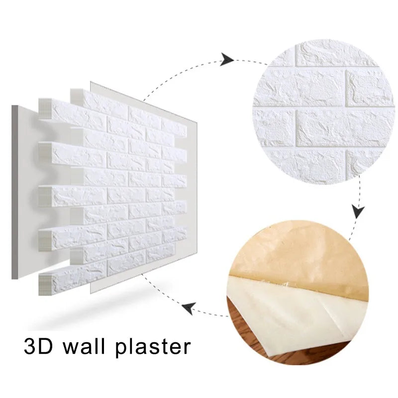3D wall plaster panels with close-up details on a white background